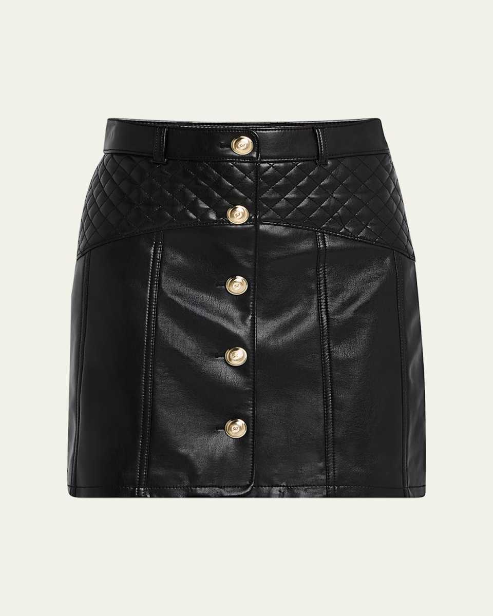 Claudia Quilted Vegan Leather Mini Skirt